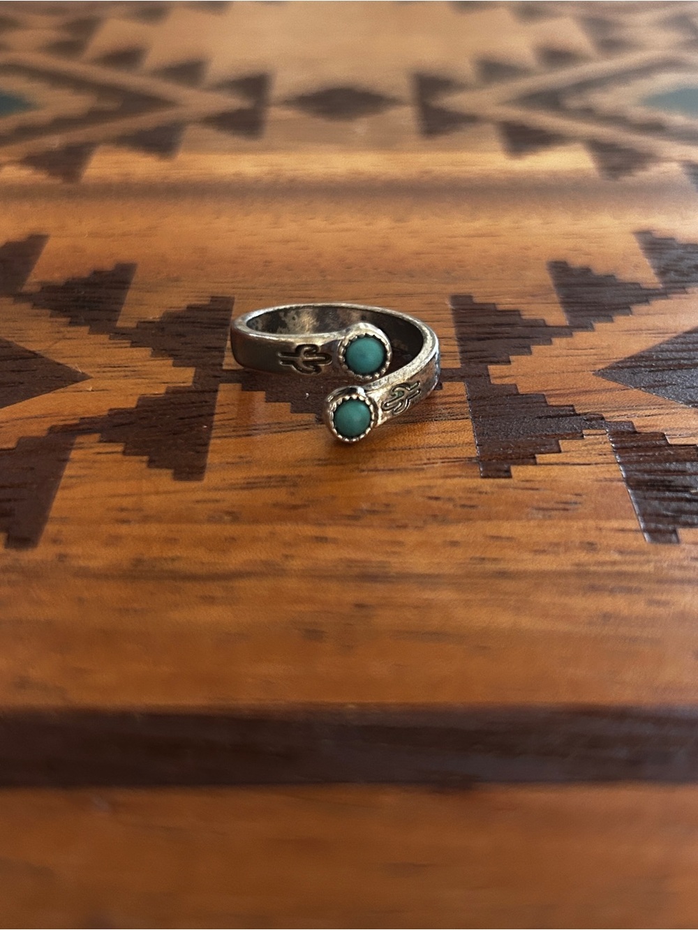 Sterling-Style Double Turquoise Wrap Ring - Women Jewelry